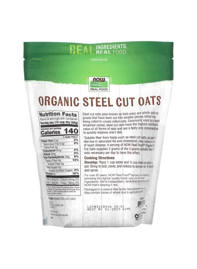 now Real Food, Organic Steel Cut Oats, 2 lbs (907 g) - Image 2