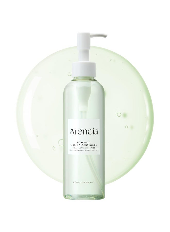ARENCIA Pore Melt Mochi Makeup-Removing Cleansing Oil, Non-Comedogenic, Rice Amino Acids HD, Vitamin E, Cica, & Ceramide | 200ml - Image 1