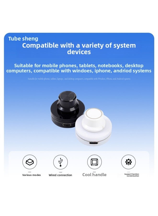Multimedia Knob USB Custom Keyboard Volume Control Support Shortcut Key Copy And Paste-Color:White (silver Keycap) - Official Standard Configuration - Six-button Mode