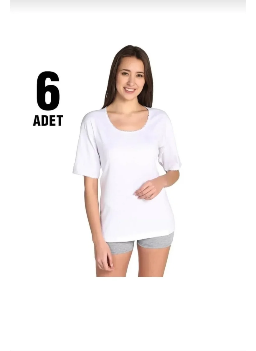 Seher Yıldızı Morning Star 0011 Morning Star Women's Half Sleeve Undershirt 6 Piece White