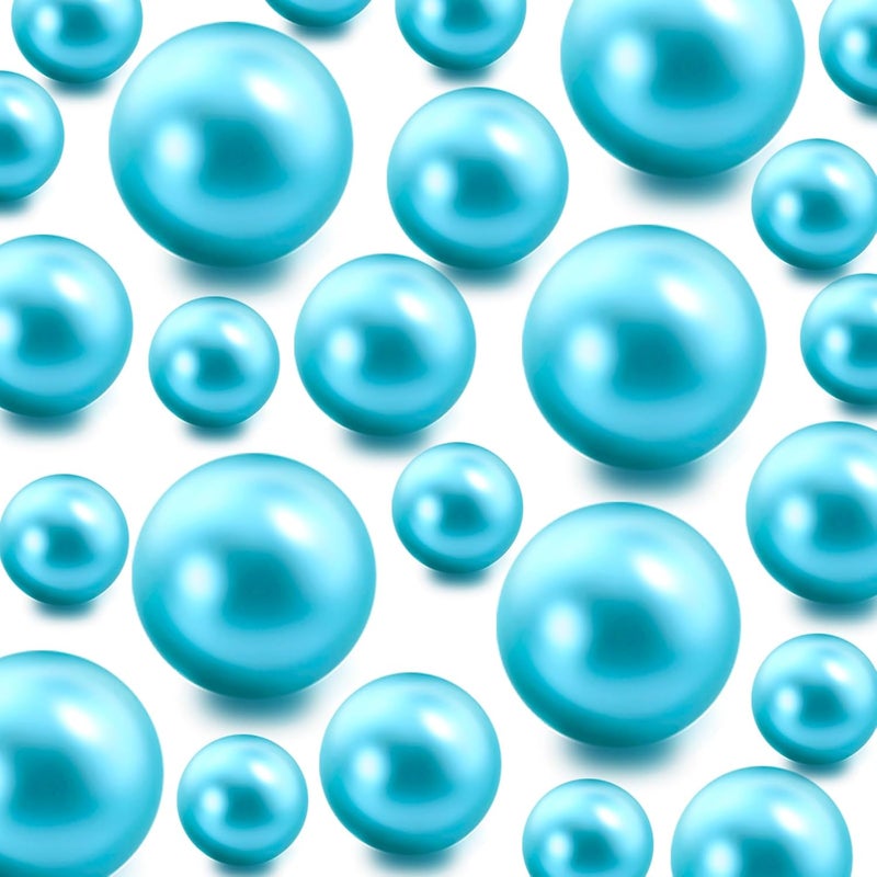 Zsynka 120 Pieces Floating NO Hole Pearls and 500 Pieces Transparent Water Gels,Light Blue Floating Beads for Vases Floating Candles Home Weddings Table Centerpieces Party Decor(10mm,14mm,20mm)Light Blue - Image 1