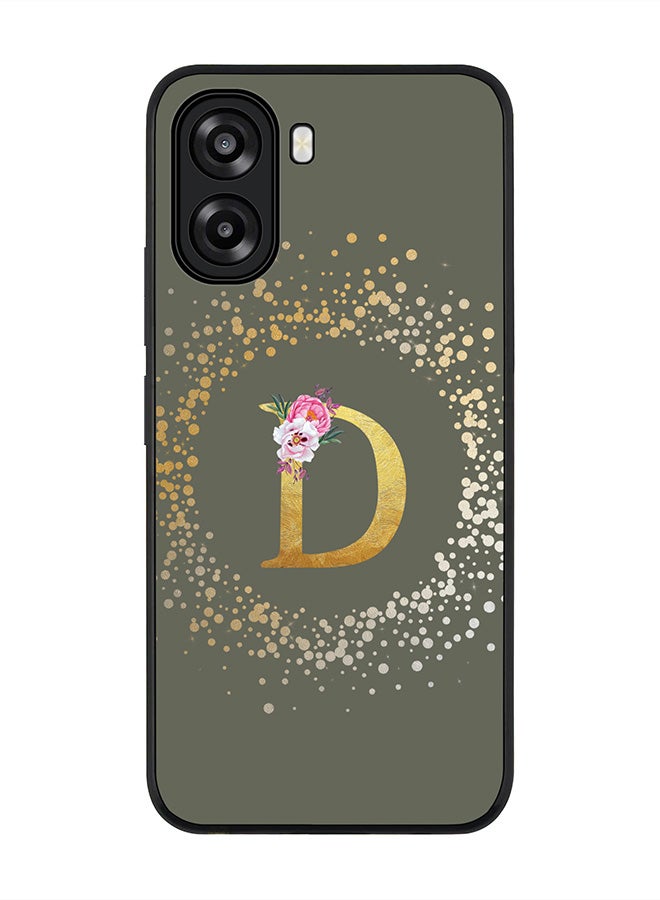 Stylizedd For Oppo A6t 5G / A6t 4G Case,Slim fit Camera Protection, Shockproof Thin Phone cover  - Custom Monogram Floral - D  (Olive Green ) - Image 1