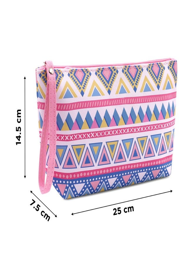 Ayaha PU Geometric Print Makeup Pouches for Women Stylish Pouch for Makeup Accessories Travel Pouch Cosmetic Pouches Toiletry Bag for Women Make up Pouch for Girls Pouches for Makeup Bag - Image 4