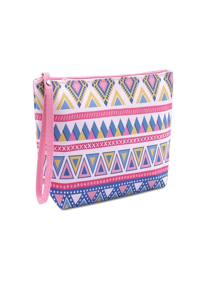 Ayaha PU Geometric Print Makeup Pouches for Women Stylish Pouch for Makeup Accessories Travel Pouch Cosmetic Pouches Toiletry Bag for Women Make up Pouch for Girls Pouches for Makeup Bag - Image 1