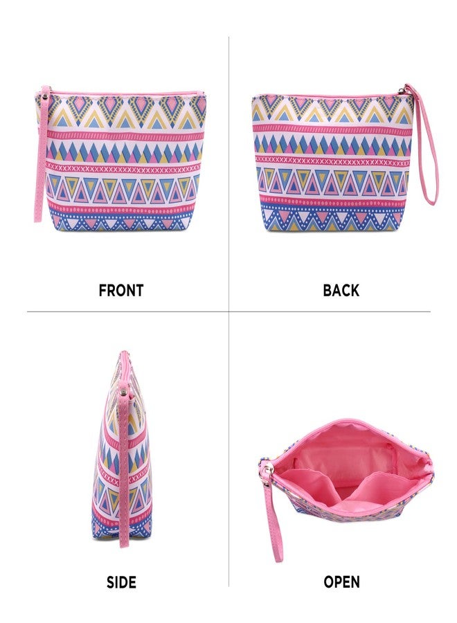 Ayaha PU Geometric Print Makeup Pouches for Women Stylish Pouch for Makeup Accessories Travel Pouch Cosmetic Pouches Toiletry Bag for Women Make up Pouch for Girls Pouches for Makeup Bag - Image 3