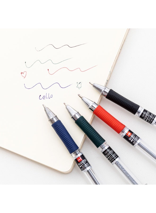 تشيلو طقم 10 أقلام حبر جاف متعددة الألوان للكتابة السلسة اليومية في المكتب والمدرسة (أسود) - Image 4