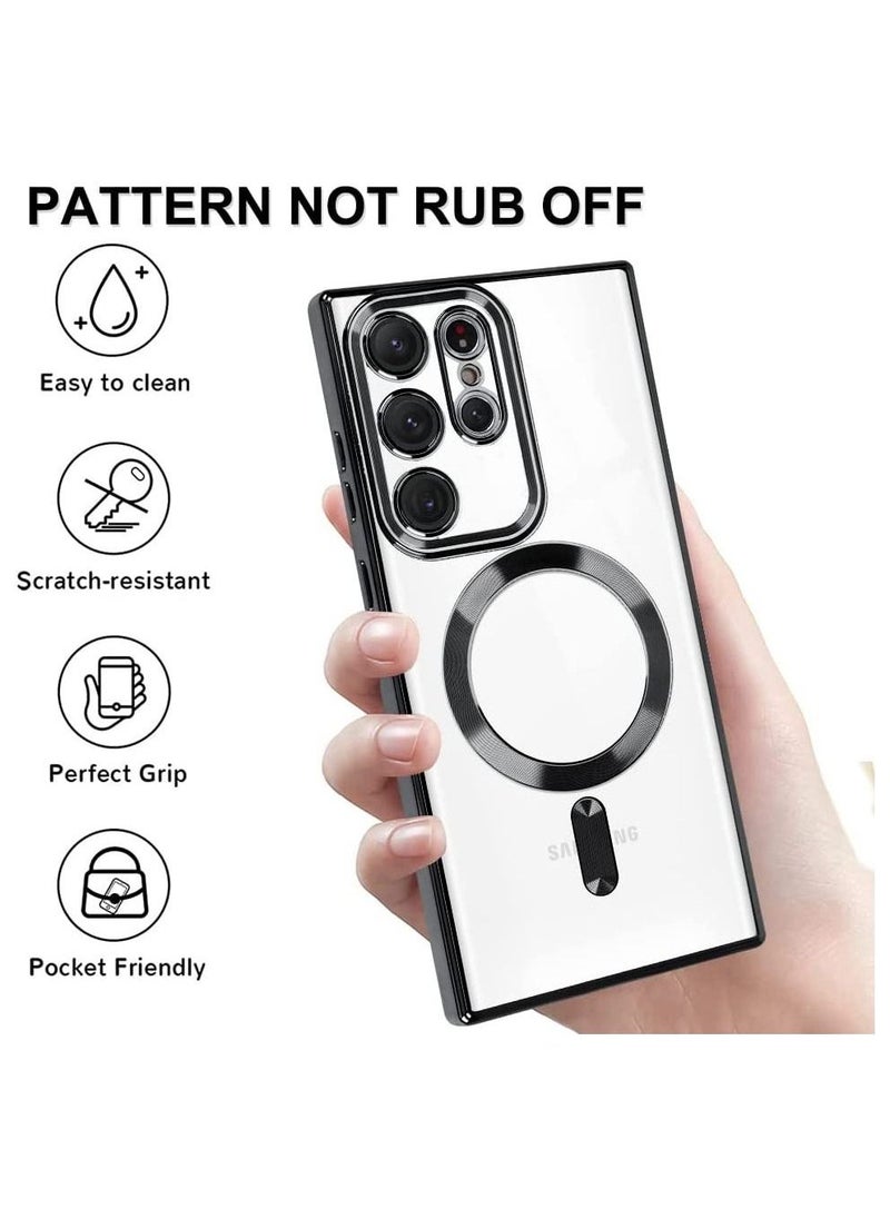 Raxoom Magnetic Clear Case for Galaxy S23 Ultra Case,Compatible with MagSafe, Love Heart Design Electroplated Case Soft TPU Shockproof Full Camera Lens Protective Case - Image 3