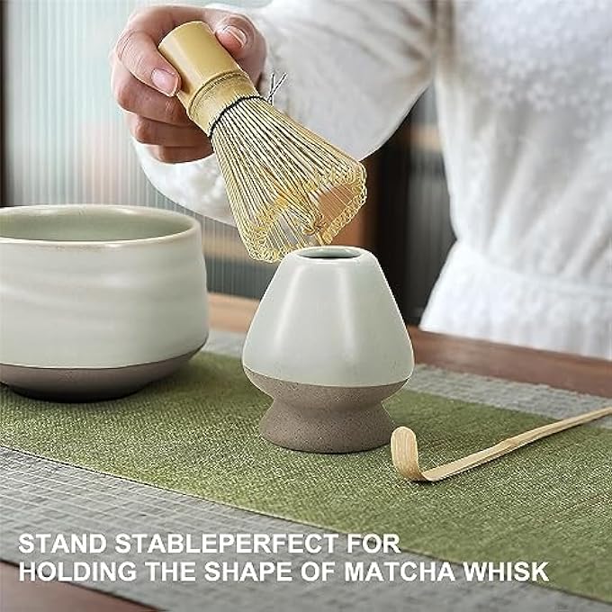 TAME Matcha Kit Set 7Pcs Matcha Whisk And Bowl Kit Japanese Matcha Tea Set Matcha Whisk Holder Ceramic Whisk Stand For Matcha Starter Kit Tea Accessories Kit - Image 4
