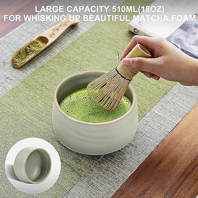 TAME Matcha Kit Set 7Pcs Matcha Whisk And Bowl Kit Japanese Matcha Tea Set Matcha Whisk Holder Ceramic Whisk Stand For Matcha Starter Kit Tea Accessories Kit - Image 3