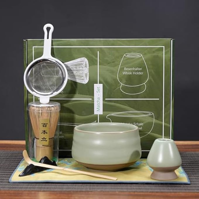 TAME Matcha Kit Set 7Pcs Matcha Whisk And Bowl Kit Japanese Matcha Tea Set Matcha Whisk Holder Ceramic Whisk Stand For Matcha Starter Kit Tea Accessories Kit - Image 1