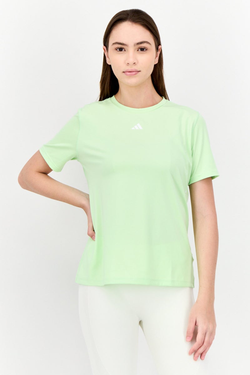 Adidas Women Tech Fit Brand Logo Short Sleeves Training T-Shirt, Apple Green - Image 1