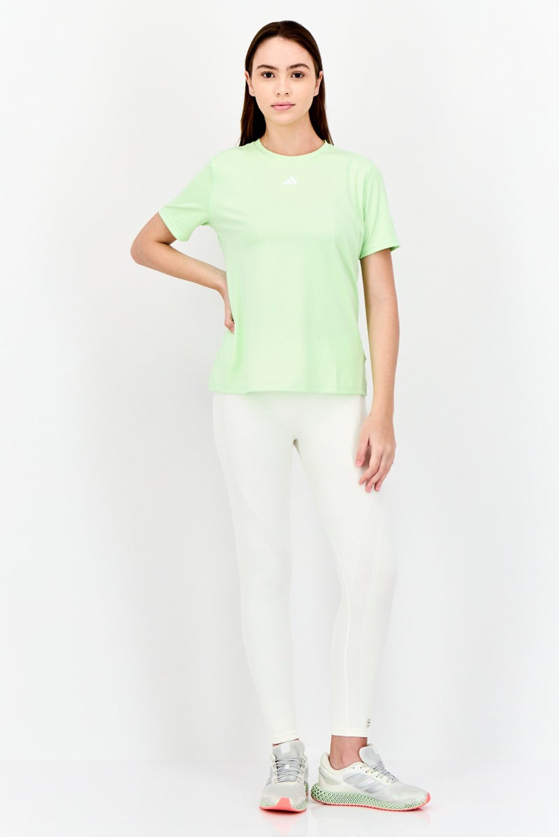 Adidas Women Tech Fit Brand Logo Short Sleeves Training T-Shirt, Apple Green - Image 4