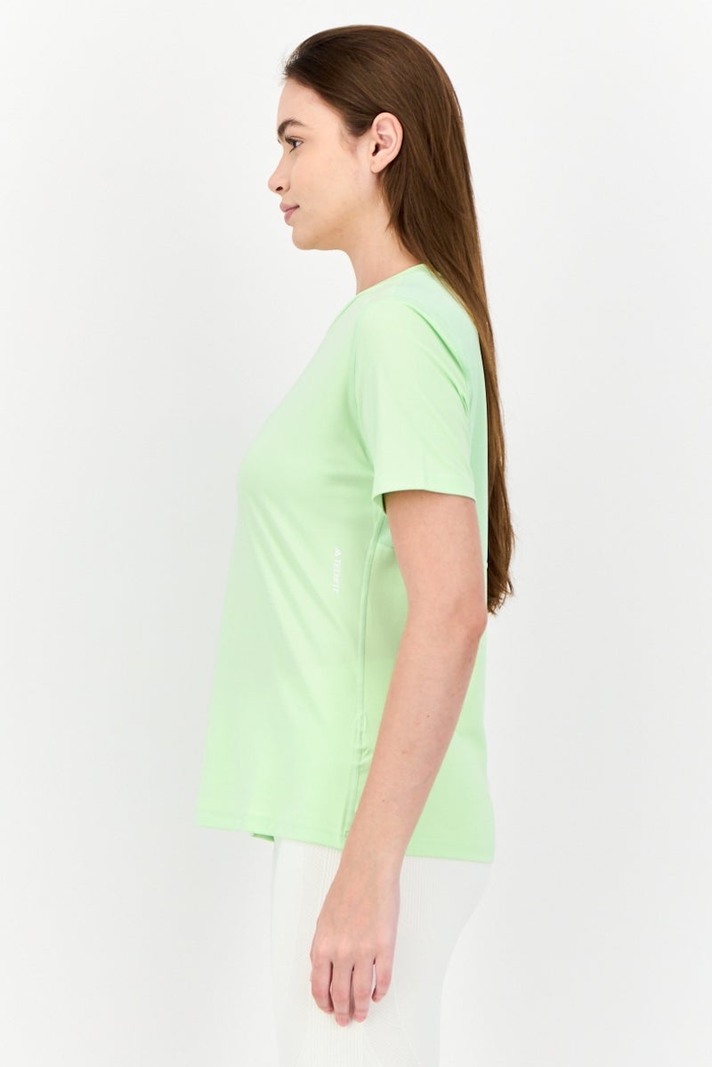 Adidas Women Tech Fit Brand Logo Short Sleeves Training T-Shirt, Apple Green - Image 2