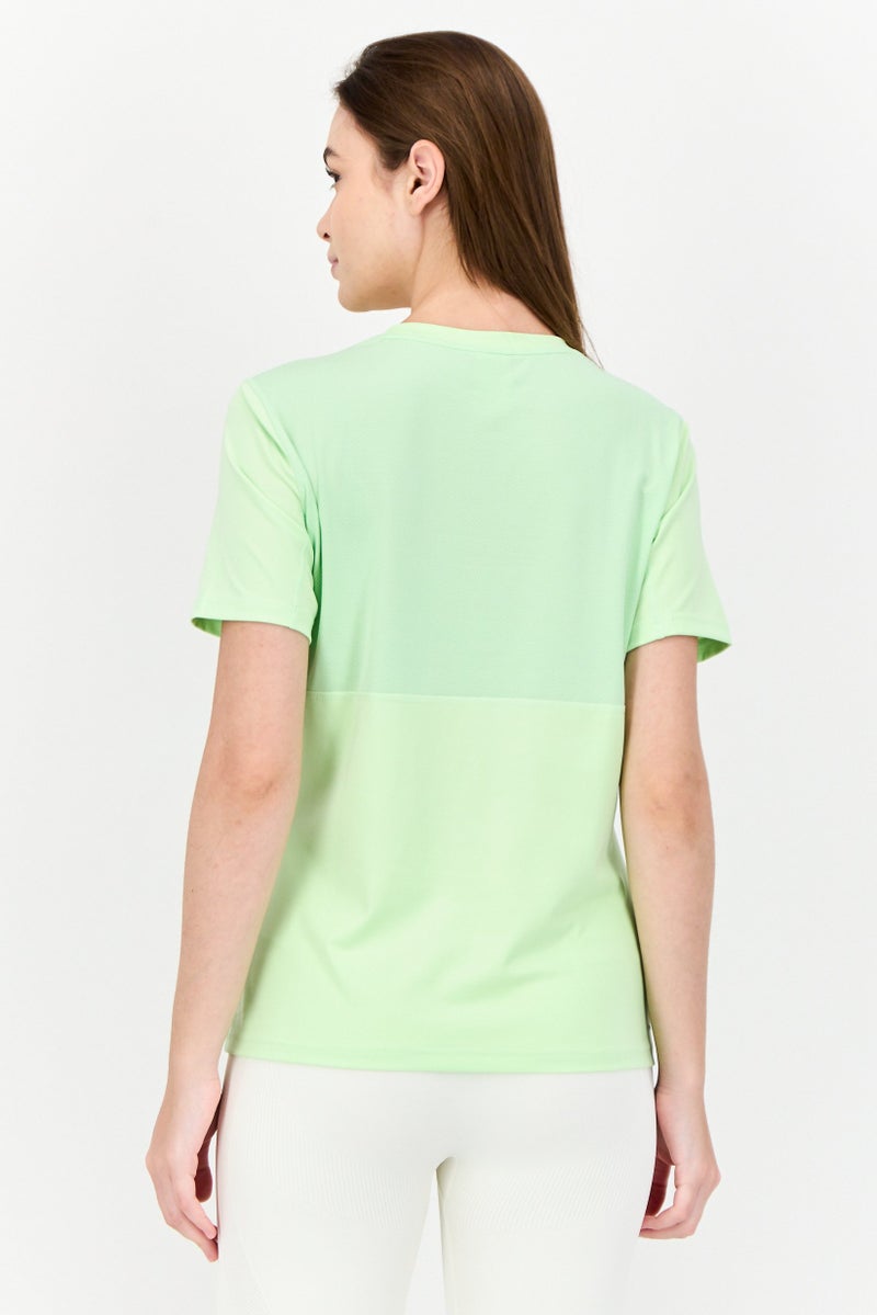 Adidas Women Tech Fit Brand Logo Short Sleeves Training T-Shirt, Apple Green - Image 3