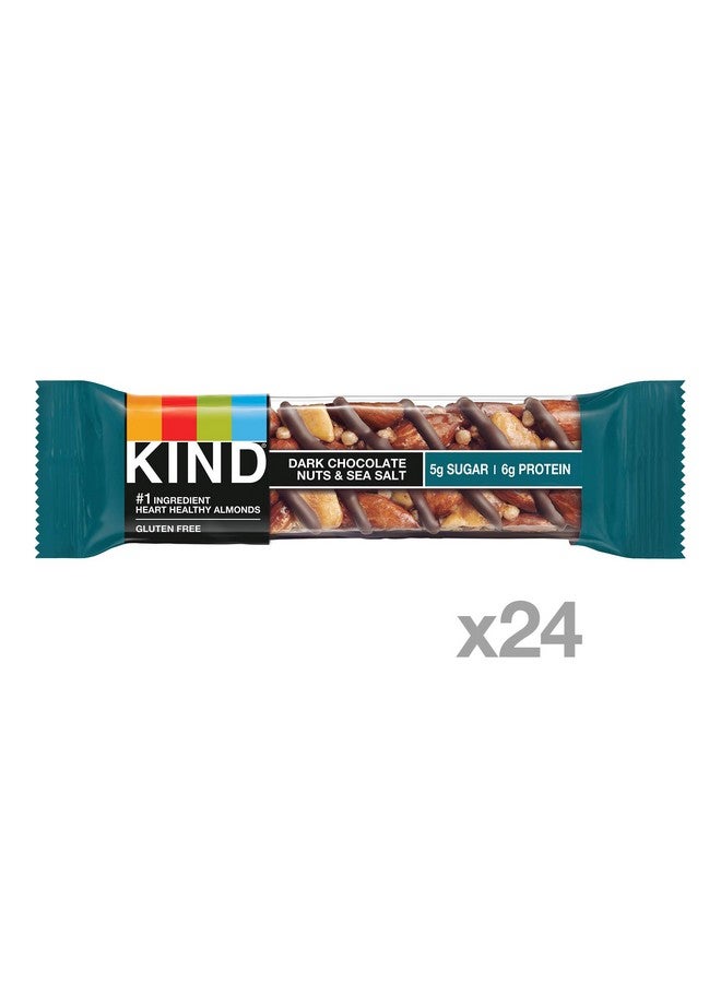 KIND Healthy Snack Bar, Dark Chocolate Nuts & Sea Salt, 5g Sugar | 6g Protein, Gluten Free Bars, 1.4 OZ, 24 Count - Image 2