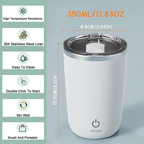 FOXNSK Self Stirring Mug, Rechargeable Auto Magnetic Coffee Mug with Auto-Stir Technology for Coffee, Milk, Cocoa, Ideal for Home, Office & Travel (D-White) - Image 4