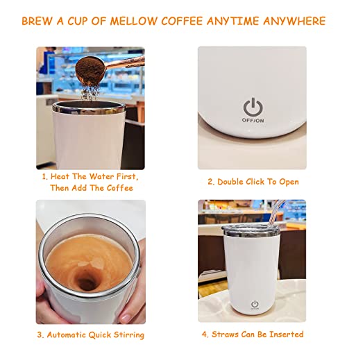 FOXNSK Self Stirring Mug, Rechargeable Auto Magnetic Coffee Mug with Auto-Stir Technology for Coffee, Milk, Cocoa, Ideal for Home, Office & Travel (D-White) - Image 5