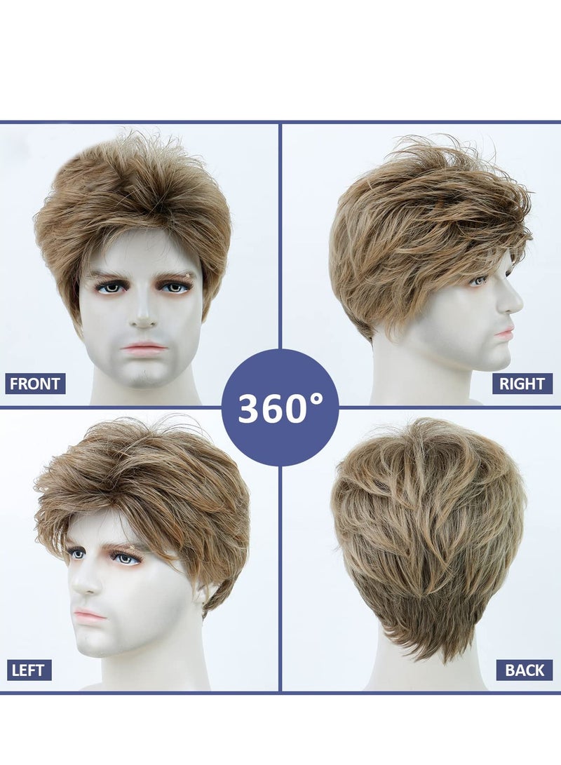 KASTWAVE Men's Short Afro Wig for 70s 80s Disco Fancy Dress - Dark Blonde Hair Accessory for Cosplay and Halloween - Image 2