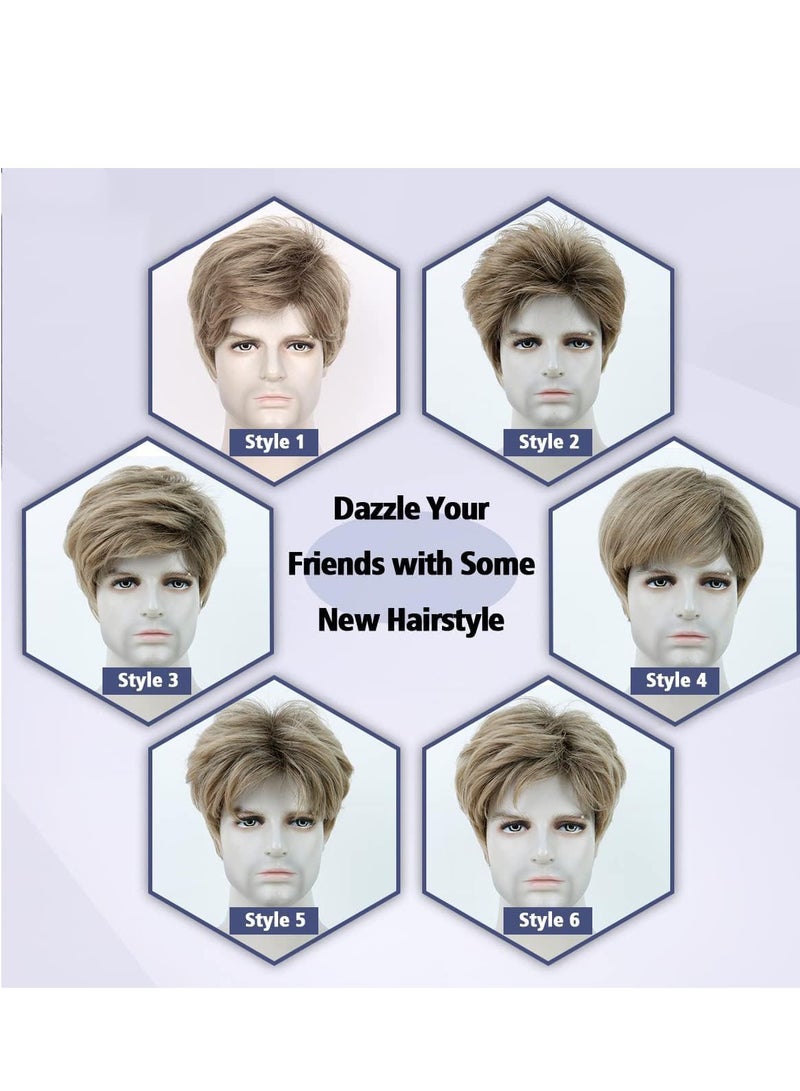 KASTWAVE Men's Short Afro Wig for 70s 80s Disco Fancy Dress - Dark Blonde Hair Accessory for Cosplay and Halloween - Image 5