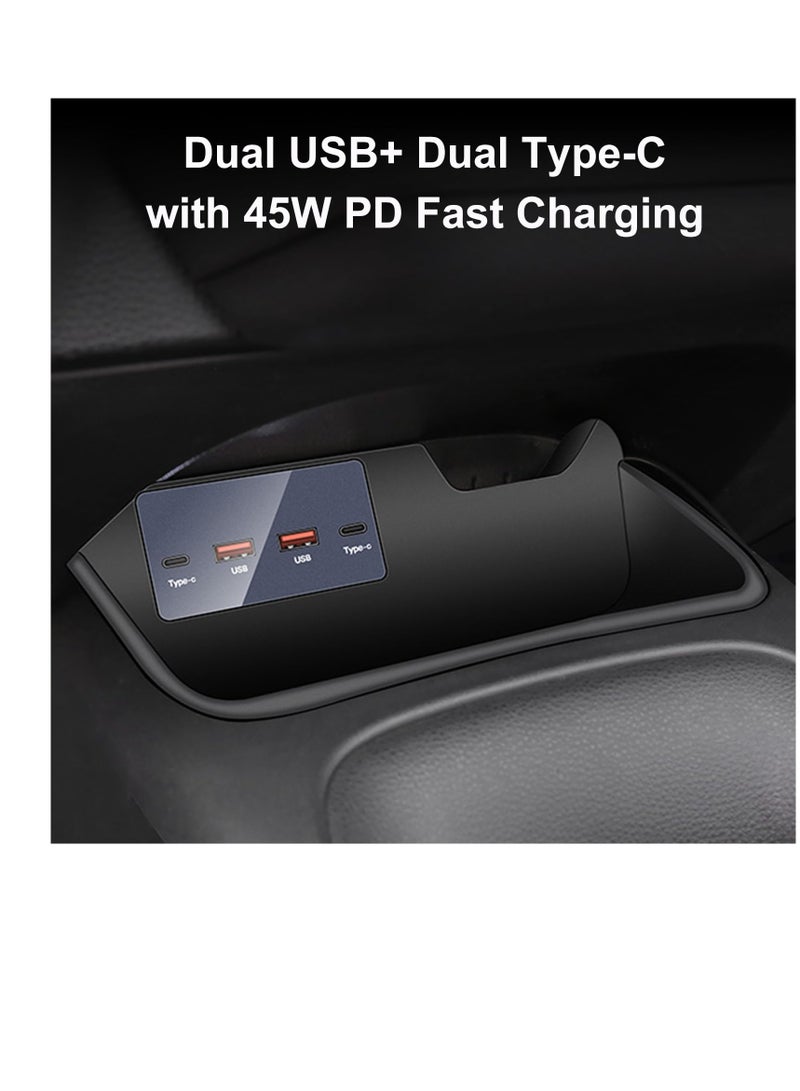 Excefore Dual USB ＆ Typc C Port Fast Charger Compatible with 2019-2022 Toyota Corolla, Fast Car Charger, 4-Ports Car Charger Adapter, 45W Fast Charging Center Console Dedicate to Your Car - Image 4
