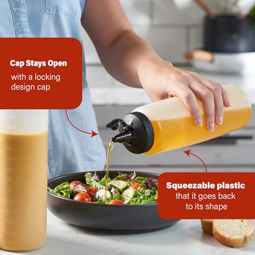 MIGHTY STRONG 4 Pack Condiment Squeeze Bottles 24 Oz –Easy Pour Sauce Bottle With Leak Proof Snap Cap, Plastic Squeeze Bottles For Sauces, Condiment Containers, clear - Image 4