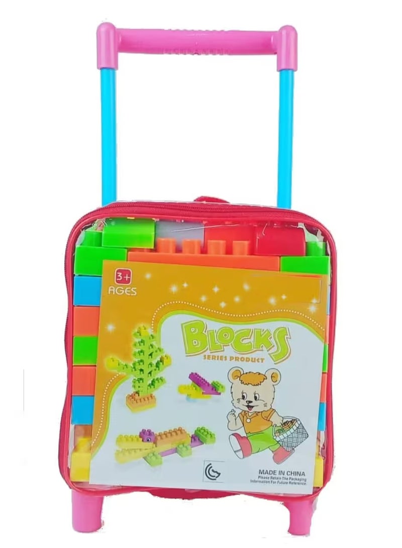 Wheeled Kids Toy Trolley with Light Block Set – Easy-to-Carry Fun Storage Bag for Toddlers - Image 1