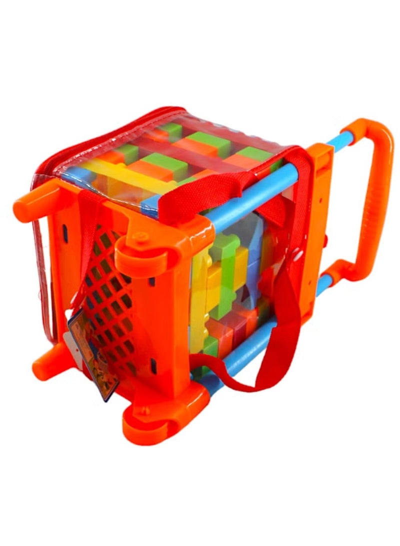 Wheeled Kids Toy Trolley with Light Block Set – Easy-to-Carry Fun Storage Bag for Toddlers - Image 3