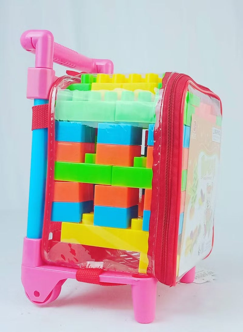 Wheeled Kids Toy Trolley with Light Block Set – Easy-to-Carry Fun Storage Bag for Toddlers - Image 2