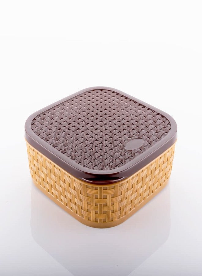 ATETO Masala Box Masala Rangoli Box Dabba for Keeping Spices Spice Box for Kitchen Plastic Wooden Style Masala Box(Pack of 1) Multicolor (Square) - Image 2