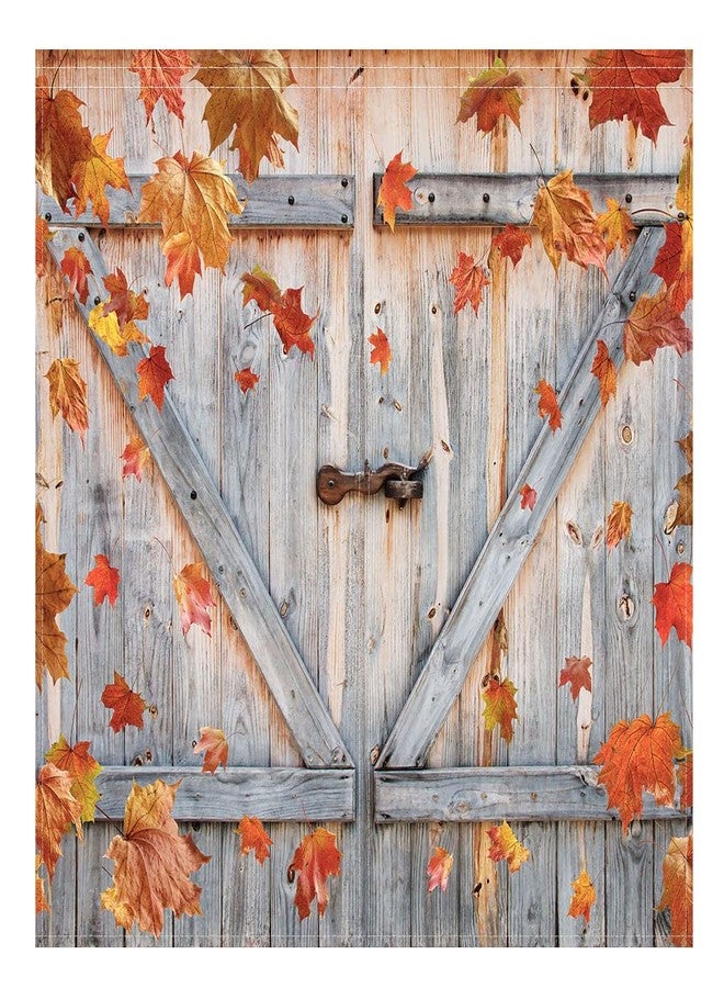 Funnytree Autumn Window Curtain Fall Thanksgiving Rustic Barn Wooden Door Print Curtains Home Decor Rod Pocket Darkening Drapes for Bedroom Living Room 2 Panels 82 in x 84 in - Image 2