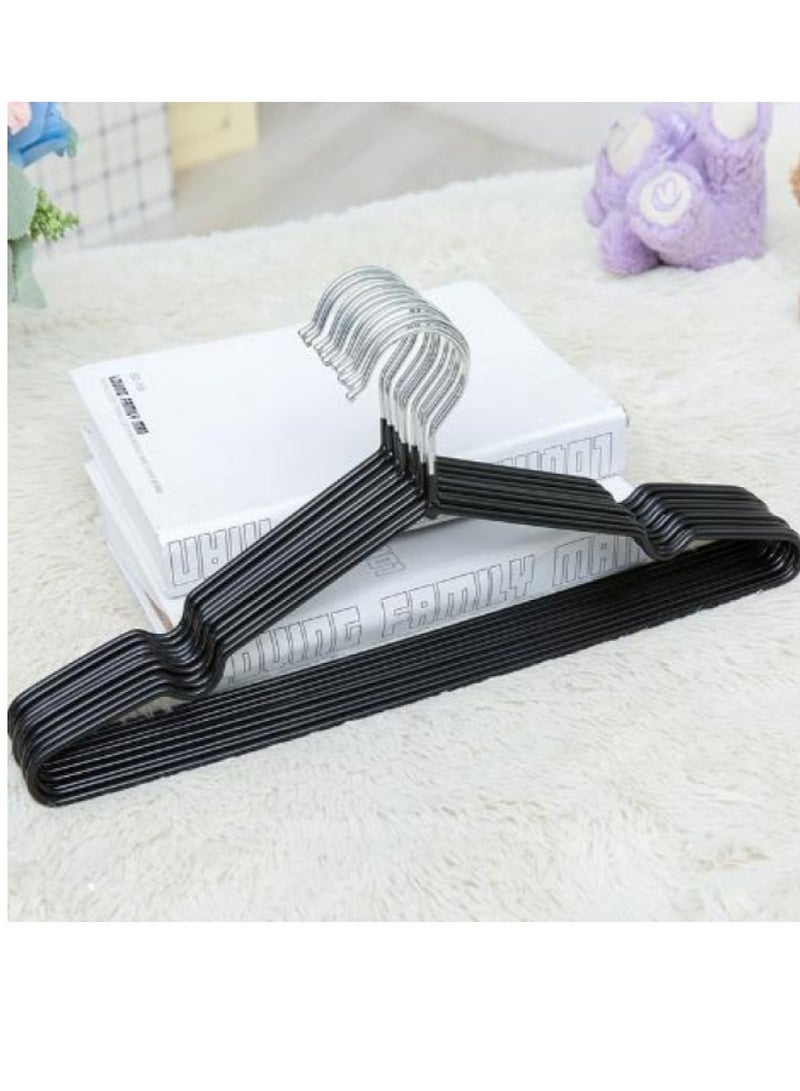 10-Piece Non-Slip Metal Cloth Hanger Set Black/Silver 40cm - Image 3