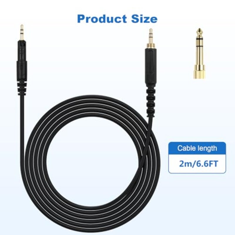 كابل ATH-M50x بديل سلك Aux متوافق مع Audio Technica ATH-M40x، ATH-M50x، ATH-M70x، ATH-M60x، سلك Aduio من 2.5 مم إلى 3.5 مم مع محول 6.35 مم، 6.6 قدم - Image 5