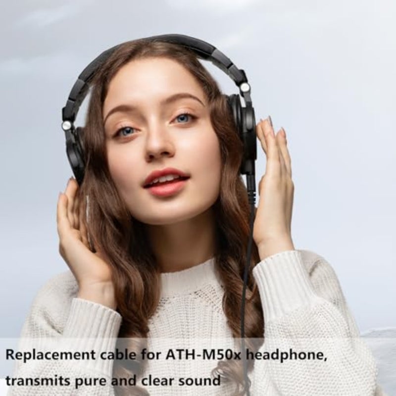 كابل ATH-M50x بديل سلك Aux متوافق مع Audio Technica ATH-M40x، ATH-M50x، ATH-M70x، ATH-M60x، سلك Aduio من 2.5 مم إلى 3.5 مم مع محول 6.35 مم، 6.6 قدم - Image 4