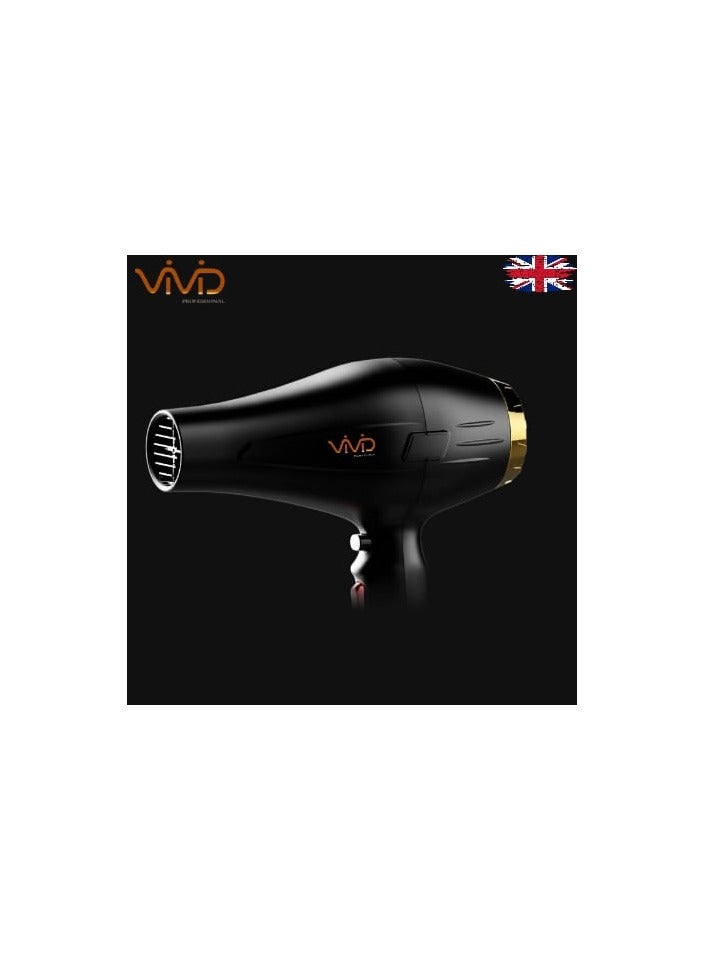 Vivid Hair Dryer Supersonic 3900W Fast Drying with 2 Speed,3 Heat Setting Cool Button, with Tw Nozzle for All Hair Made with United Kingdom Technology - Image 3