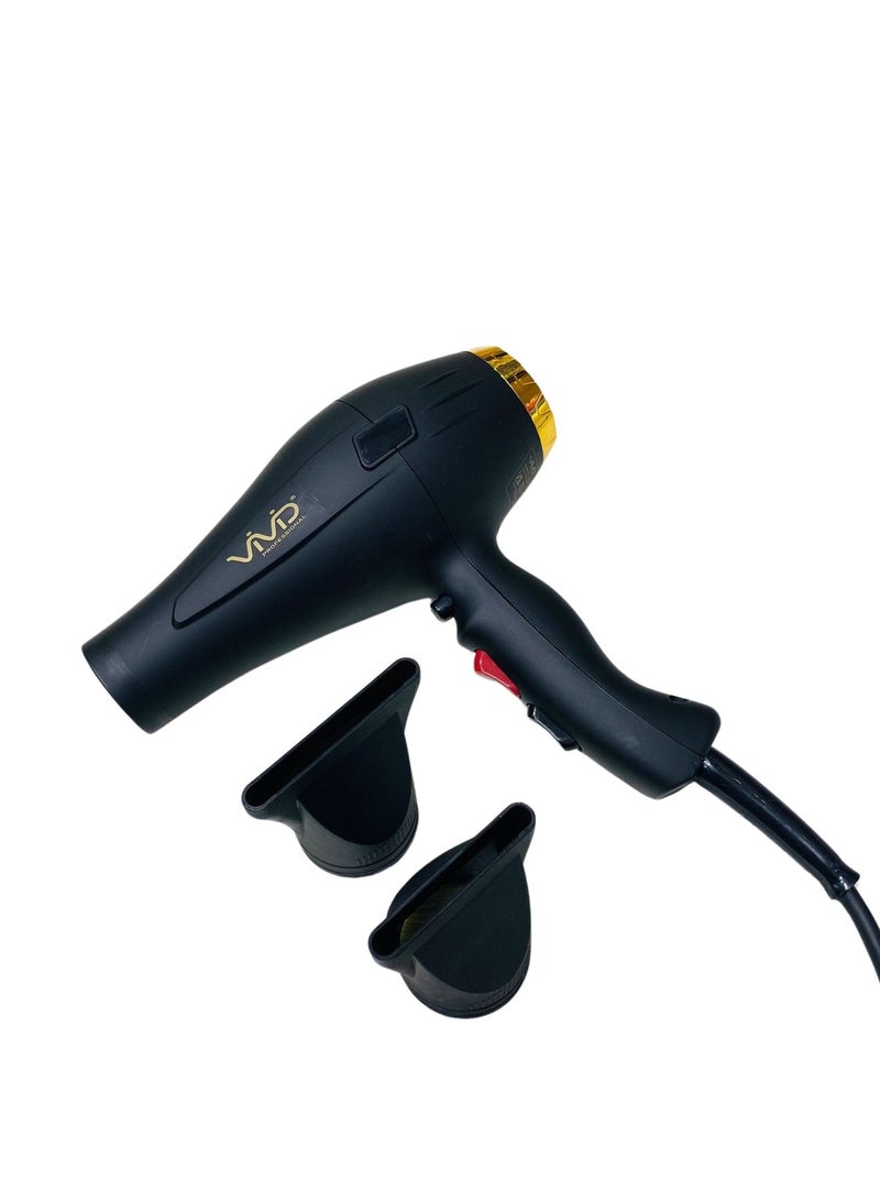 Vivid Hair Dryer Supersonic 3900W Fast Drying with 2 Speed,3 Heat Setting Cool Button, with Tw Nozzle for All Hair Made with United Kingdom Technology - Image 1