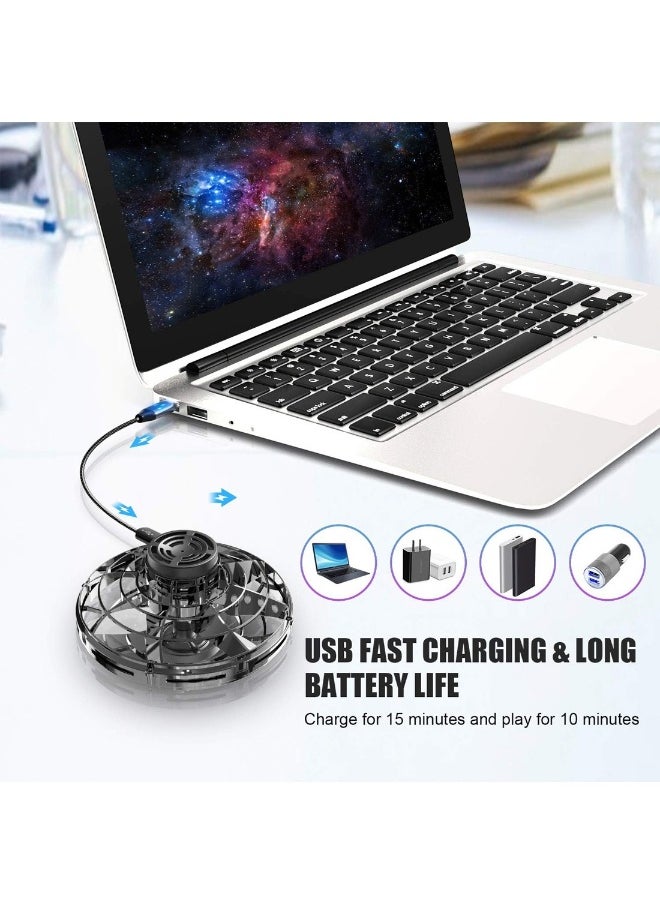 Hand Operated Drones Flying Mini 360° Rotation Flying Ball  With Shining LED Lights Small UFO Toys Black