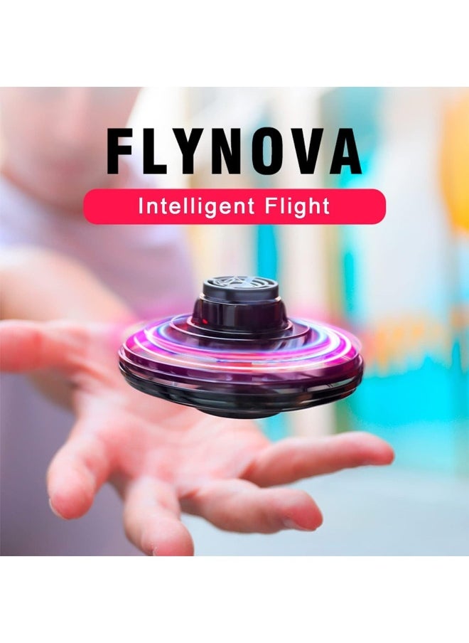 Hand Operated Drones Flying Mini 360° Rotation Flying Ball  With Shining LED Lights Small UFO Toys Black  - Image 2