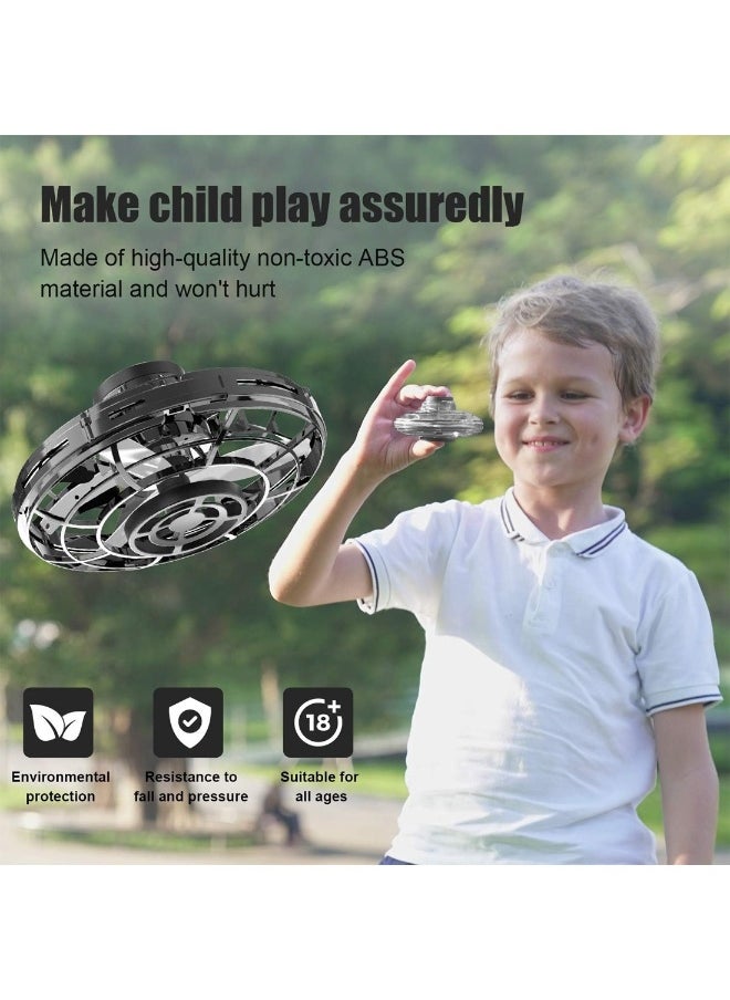 Hand Operated Drones Flying Mini 360° Rotation Flying Ball  With Shining LED Lights Small UFO Toys Black  - Image 4