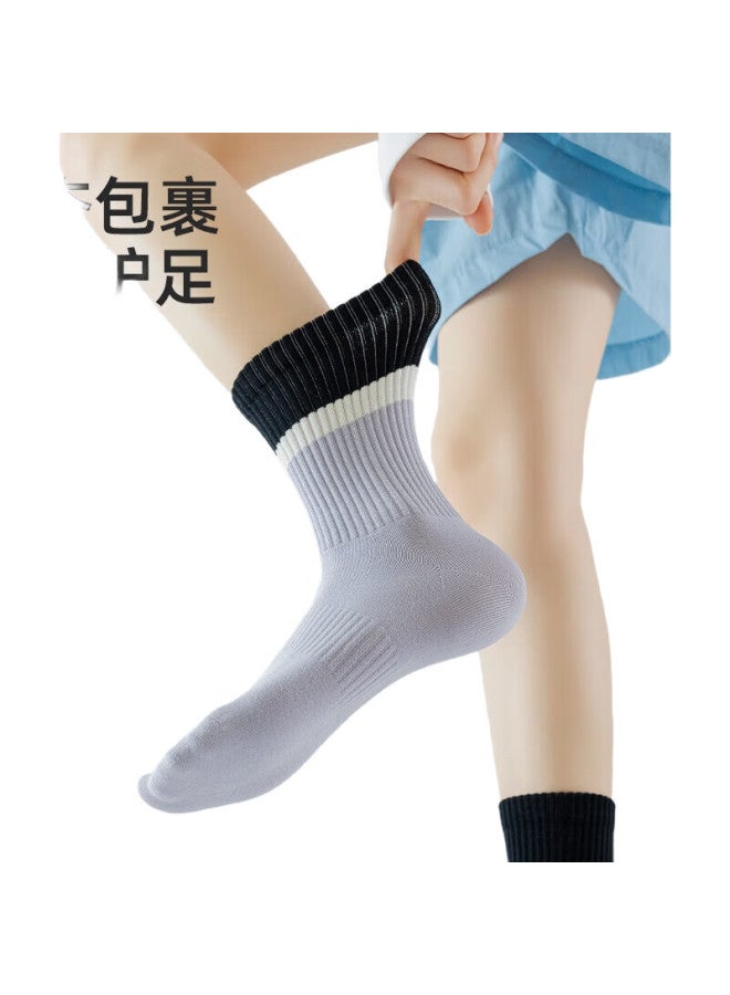 Liberal Freed Women's Socks, Spring And Summer, 7a Grade Antibacterial And Odor-resistant, Seamless, Anti-pilling, Mid-calf Socks, Contrasting Color, Yoga Sports Long Socks - Image 3