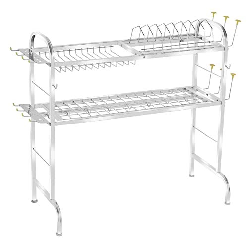 Homify Stainless Steel Over The Sink Dish Drying Rack 28 Inch| 2-Tier Utensil Holder for Kitchen | Counter Top Sink Rack | Standing Shelf for Organize Kitchen | Kitchen Dish Rack (2 Shelf) - Image 4