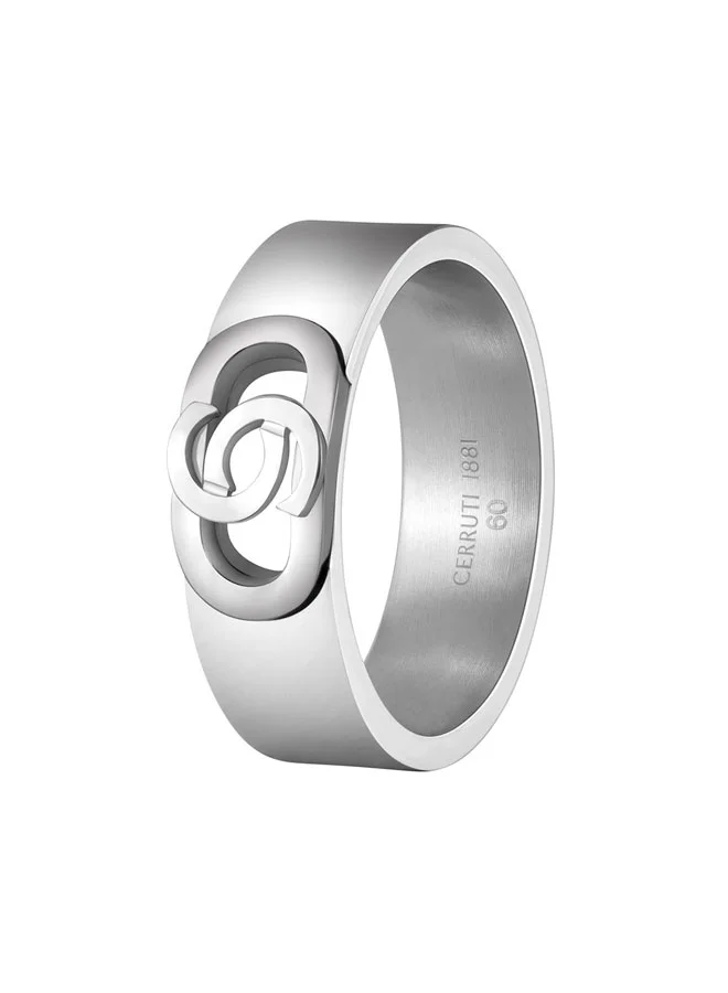 Paolo Silver Cutout Logo Ring for Men Size 60