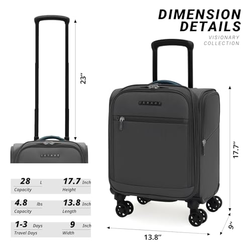 Verage Underseat Carry On Luggage with Wheels & USB Port,14 inch Wheeled Spinner Bag Carry-on Luggages for Airlines, Lightweight Suitcase Men Women, Pilots and Crew (14.5-Inch Plus Underseat Pro) - Image 2