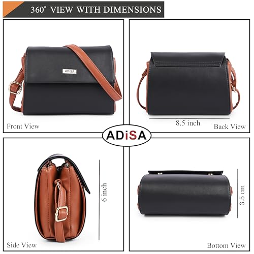 ADISA Women Girls Dual Cross Body Sling Bag (SL5158-BLA) - Image 2