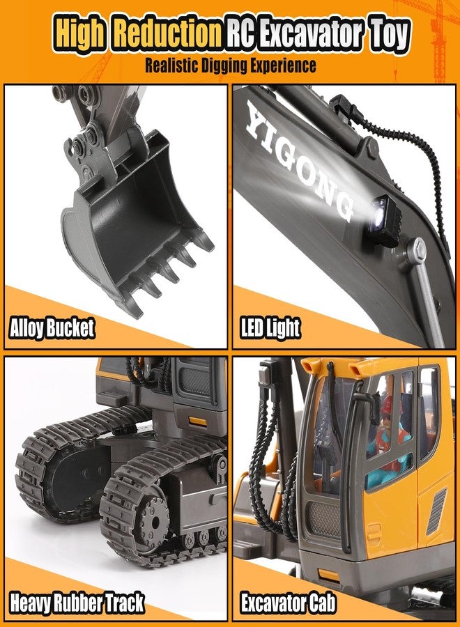 LUDILO Remote Control Excavator Toys for Ages 5-7, 11CH 2400mAh 2.4GHz RC Cars Construction Toy Truck Digger Metal Shovel Sound Light, Kids Boys Toys Age 4-6-8 Birthday Gifts for 5 6 7 8 Year Old Boys - Image 5