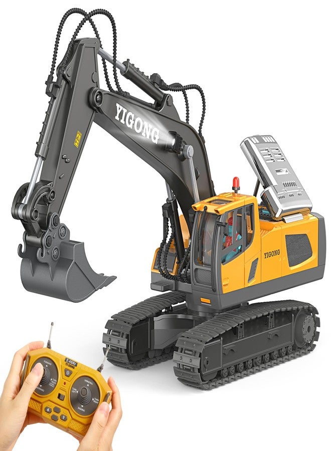 LUDILO Remote Control Excavator Toys for Ages 5-7, 11CH 2400mAh 2.4GHz RC Cars Construction Toy Truck Digger Metal Shovel Sound Light, Kids Boys Toys Age 4-6-8 Birthday Gifts for 5 6 7 8 Year Old Boys - Image 1