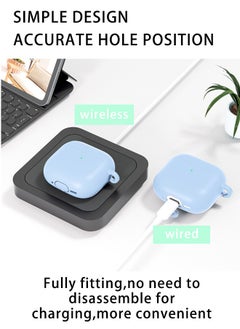 يونك الجيل الرابع airpods شحن غطاء مربع ، 360 درجة حماية للماء + المضادة للخدش + مجهزة المكونات الغبار ، سميكة ودائمة ، الصف الغذاء سيليكون تلميع تصميم متكامل ، مع تنظيف الأقلام والأزرار ، الأزرق الداكن  - Image 3