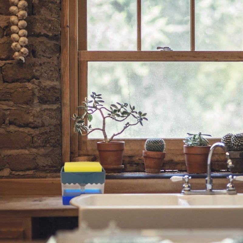 ZZ ZONEX 2 in 1 Soap Pump Plastic Dispenser for Dishwasher Liquid; Holder (Random Colour; Standard; 385ml) Free Sponge - Image 5