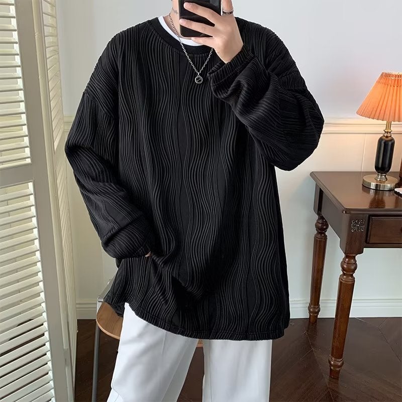 Boys T-Shirt Long-Sleeved Loose All-Match Solid Color Thin Base Shirt Trendy Brand Hip-Hop Inner Shirt - Image 4