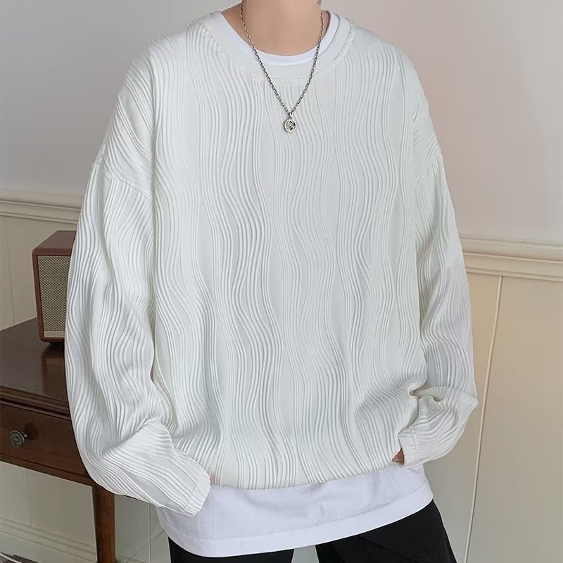 Boys T-Shirt Long-Sleeved Loose All-Match Solid Color Thin Base Shirt Trendy Brand Hip-Hop Inner Shirt - Image 3