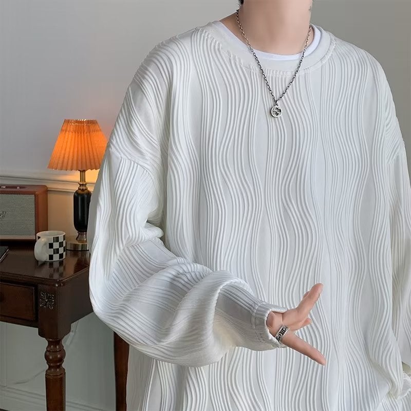 Boys T-Shirt Long-Sleeved Loose All-Match Solid Color Thin Base Shirt Trendy Brand Hip-Hop Inner Shirt - Image 2